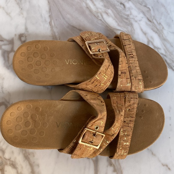 Vionic Skylar Grip Adjustable Gold Cork Strap EVA Support Women's Sandal Size 9 - Picture 2 of 10
